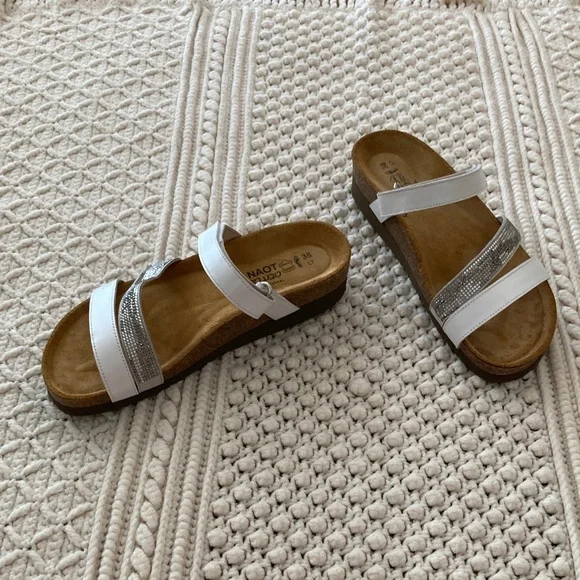 Naot White and Silver Strappy Sandals - Picture 6 of 9